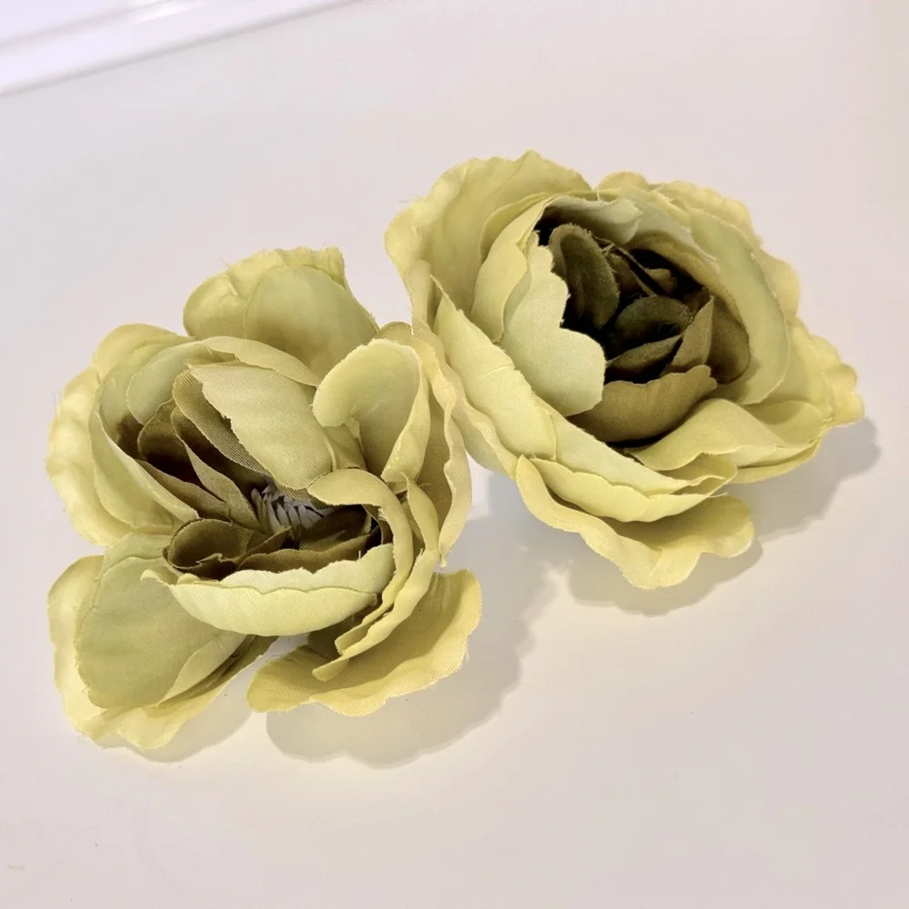 LIFELIKE 2 Olive Green Ranunculus Faux Flowers - Wreath, Wedding, Home Decor